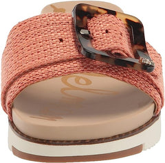 Sam Edelman Ariane Stucco Pink Coral Open Toe Wedge Platform Slides Sandals