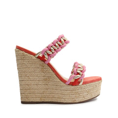 Schutz Juliet Coral Strappy Woven Slip On Open Toe Wedge Heeled Platform Sandals