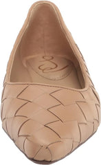 Sam Edelman Joy Macadamia Pointy Toe Low Block Heel Slip On Leather Ballet Flats