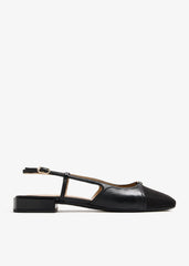 Sam Edelman Kara2 Black Squared Toe Slingback Fashion Flats Sandals Loafers
