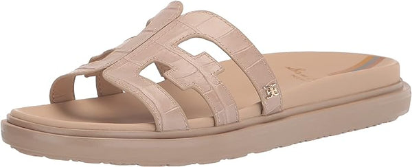 Sam Edelman Valeri French Oak Slip On Open Toe Subtle Detailed Platform Sandals