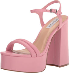 Steve Madden Tille Pink Ankle Strap Round Open Toe Retro Chunky Platform Sandals