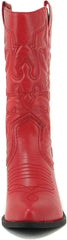 Soda Reno Red Western Cowboy Pointed Toe Knee High Pull On Tabs Western Boots
