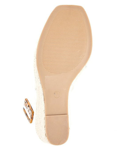 Steve Madden Uri Clear Platform Open Toe Espadrille Buckle Closure Wedge Sandals