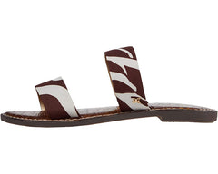 Sam Edelman Gala Brown Multi Fashion Slip On Open Toe Flat Manmade Slide Sandals