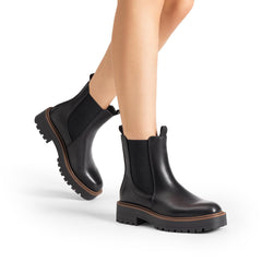 DREAM PAIRS Reey Black Ankle Fashion Low Heel Lug Sole Platform Fall Booties 10