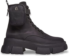 Steve Madden Thora-P Pouch Extra-Chunky Platform Ankle Combat Boots Black