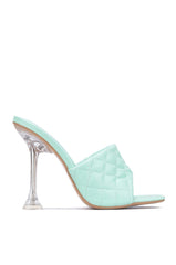 Cape Robbin Rafa Blue Aqua Quilted Stiletto Mule Square Toe Heels Pumps Sandals