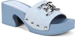 Sam Edelman Francina Pale Blue Platform Slip On Slide Block Heeled Mule Sandals