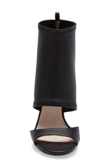 Cecelia New York Alexandra Stretch Leather Block Heeled Peep Toe Shootie BLACK