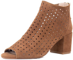 Cecelia New York Nikki Womens Bootie Laser Cut Peep Toe Open Toe Pump Ankle Boot