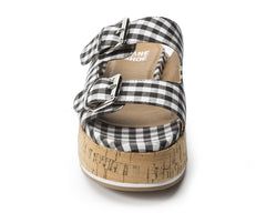 Jane and the Shoe Women's Jordan Black Gingham 2 Buckle Platform Slip On Sandals