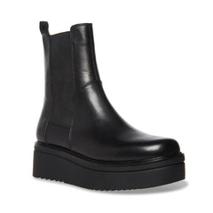 Steve Madden Clarisa Black Leather Platform Wedge Pull On Retro Chelsea Booties