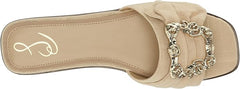 Sam Edelman Ivana Summer Sand Open Toe Embellished Slip On Flat Slides Sandals