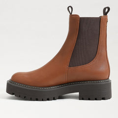 Sam Edelman Laguna Tawny Brown Rounded Toe Pull On Chelsea Ankle Combat Boots