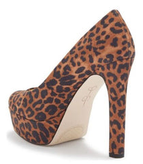 Jessica Simpson Nellah Leopard HIgh Heel Platform Pump Thick Heel Round Toe Shoe