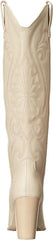 Steve Madden Lasso Bone Leather Pull On Block Heel Pointed Toe Knee High Boots