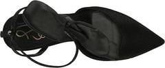 Sam Edelman Halie Black Suede Pointed Toe Stiletto Heeled Bow Detailed Pumps