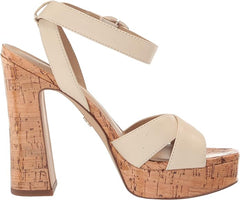 Sam Edelman Kayna Modern Ivory Ankle Strap Squared Open Toe Block Heeled Sandals