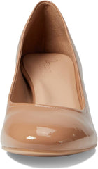 Naturalizer Rebecca Taupe Patent Leather Pointed Toe Block Heeled Slip On Pumps