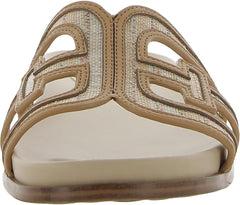 Sam Edelman Nettie Raffia Leather Slip On Open Toe Flats Slides Sandals