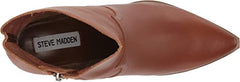 Steve Madden Cate Cognac Leather Block Heel Pointed Toe Pull On Fashion Boots