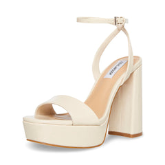 Steve Madden Lessa Bone Patent Fashion Platform Block Heel Ankle Strap Sandals