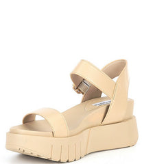 Steve Madden Pastry Tan Ankle Strap Rounded Open Toe Chunky Platform Sandals