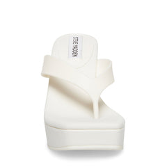 Steve Madden Refined White Slip On Rounded Open Toe Platform Wedge Sandals