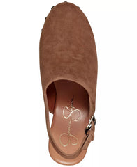 Jessica Simpson Tiarah Tobacco Suede Block Heel Ankle Strap Rounded Toe Clogs
