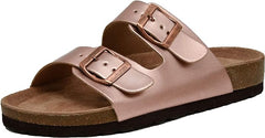 Cushionaire ladies slip on sandals adjustable buckles