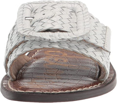 Sam Edelman Gabriela Bright White Open Toe Slip On Leather Flat Slides Sandals