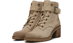 Zodiac Gemma Sand Lace Up Block Heel Rounded Toe Buckle Combat Ankle Boots