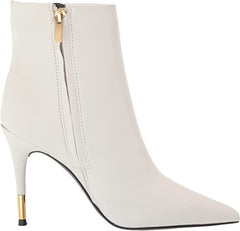 Nine West Bolana White Leather Pointed Toe Stiletto Heel Fashion Ankle Boots