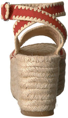 Pour La Victoire Ria Poppy Red Suede Open Toe Espadrille Platform Wedge Sandals