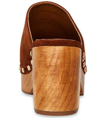 Steve Madden Brooklyn-1 Cognac Suede Fashion Embellished Platform Slip On Clogs