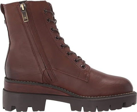Sam Edelman Garret Dark Brown Waterproof Leather Lace Up Platform Ankle Boots