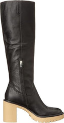 Dolce Vita Corry H2O Black Leather Block Heel Almond Toe Knee High Fashion Boot
