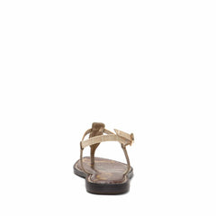 Sam Edelman Gigi Tan/Gold Cheetah Embossed Open Toe Ankle Strap Flats Sandals