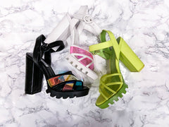Cape Robbin Speechless Black Lug Sole Clear Strap Open Toe Platform Sandals