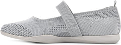 Cliffs by White Mountain Playful Lt Grey/Knit/Fab Mary Jane Style Slip On Flats
