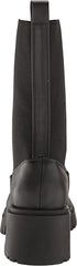Steve Madden Hesitant Black Block Heel Pull On Mid Calf Fashion Moto Ankle Boots