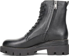 Sam Edelman Garret Black Waterproof Leather Lace Up Platform Combat Ankle Boots