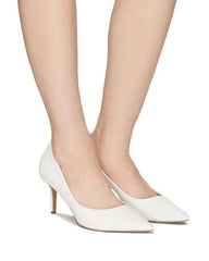 Sam Edelman Jordyn White Emblem Detail Slip On Pointed Toe Wrapped Heel Pumps