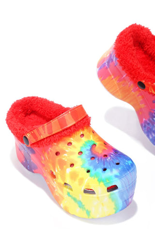 Cape Robbin Gardener-3 Platform Multi Tie Dye Chunky Lined Ankle Strap Sandal (8, Multi)