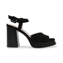 Steve Madden Inclusive Platform Ankle Strap Heeled Sandals Black Suede