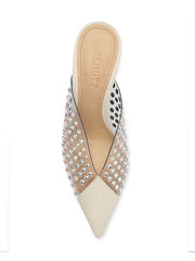 Schutz Greece Pearl Clear Vamp Rhinestones Pointed Toe Stiletto Heel Pumps