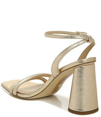 Sam Edelman Kia Gold Squared Open Toe Ankle Strap Block Heeled Sandals