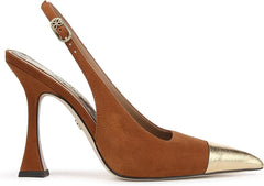 Sam Edelman Odette Frontier Brown/Amber Gold Pointed Toe Slingback Stiletto Pumps