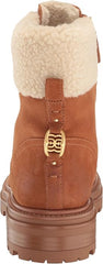 Sam Edelman Aleia Saddle/Natural Rounded Toe Lug Sole Lace Up Combat Ankle Boots